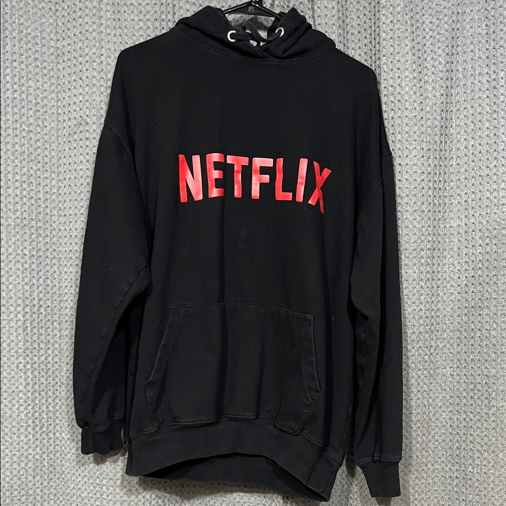 Netflix Men's Black Sweater with Red Logo